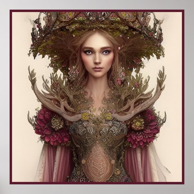 Affiche Femme Imaginaire de fleurs et de la nature (Devant)