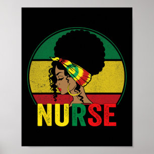 Affiche Femme Infirmière Noire Afro Mélanine Vintage Histo