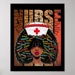Affiche Femme Infirmière Noire Afro Mélanine Vintage Histo