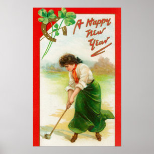 Affiche Femme irlandaise environ pour frapper la balle de