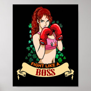 Affiche Femme Irlandaise Forte et Autonomisée Boxe Kickbox