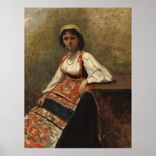 Affiche Femme italienne (La Morieri) par Corot