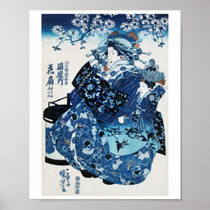 Affiche Femme japonaise Geisya, Kuniyoshi, Ukiyo-e