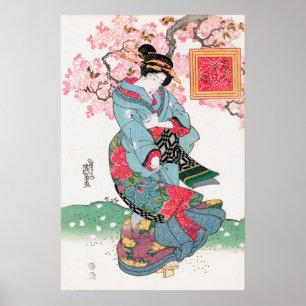 Affiche Femme japonaise par Keisai Eisen (1828)