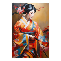 Affiche | Femme japonaise | Style de peinture à l'