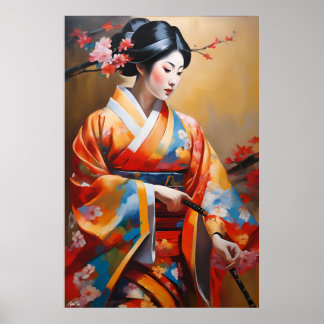 Affiche | Femme japonaise | Style de peinture à l'