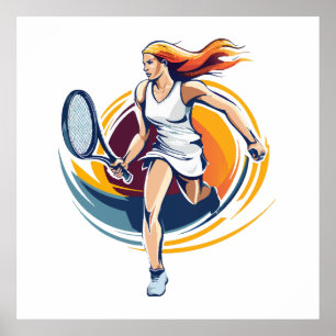 Affiche femme jouant au tennis