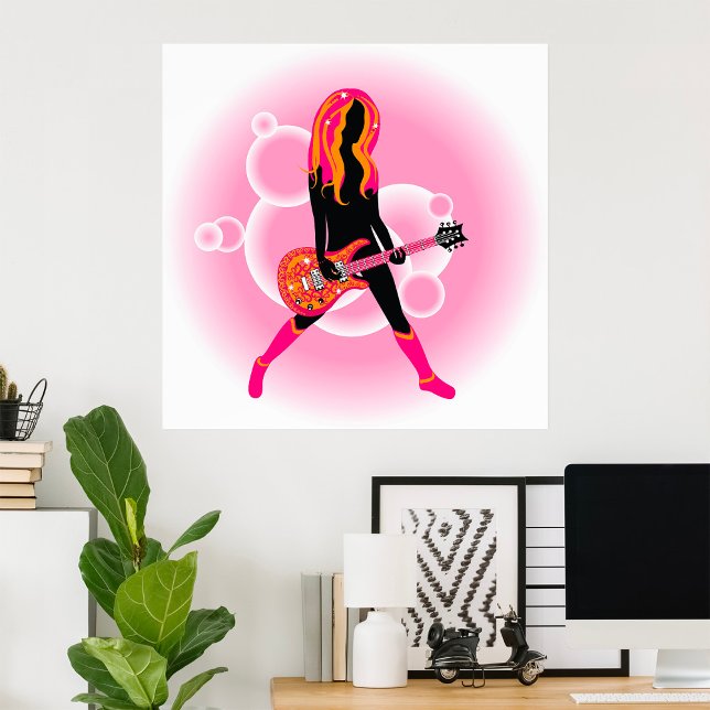 Affiche Femme Jouant de la guitare (Créateur téléchargé)