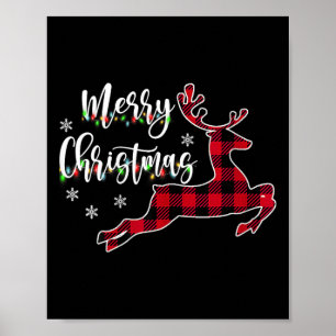 Affiche Femme Joyeux Buffle de rennes de Noël Plaid Rouge
