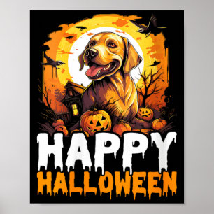 Affiche Femme Joyeux Halloween Vampire Chat Noir Chauve-So