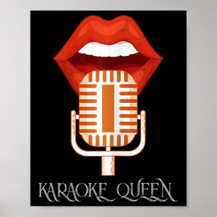 Affiche Femme Karaoké Queen chanter chanteur musique Micro