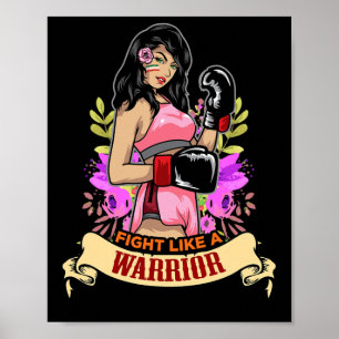 Affiche Femme latine autonome Boxe Kickboxing Fille Fitnes