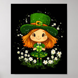 Affiche Femme Leprechaun Shamrock filles Jour de la Saint 