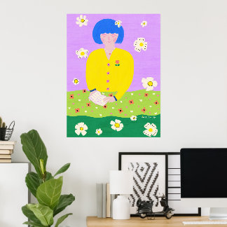 Affiche Femme lisant dans le jardin
