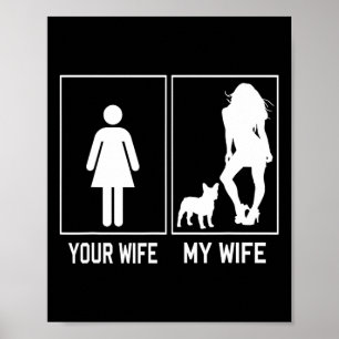 Affiche Femme Ma Femme Bouledogue Français Amusant Frenchi