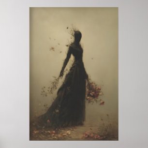 Affiche Femme magique tenant des fleurs en train de se dis