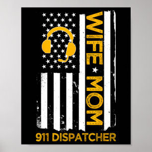 Affiche Femme Maman 911 Dispatcher Us Flag Independence Da