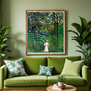 Affiche Femme marchant dans une forêt exotique