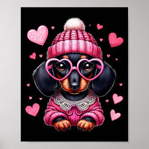 Affiche Femme Mignon Saint-Valentin Dachshund Cœur Amoureu