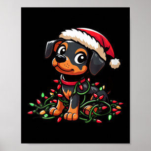 Affiche Femme Miniature Pinscher Lumières de Noël Chien Am
