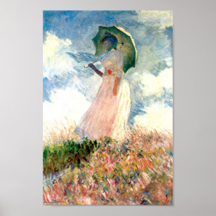 Affiche Femme Monet avec un parasol face à gauche