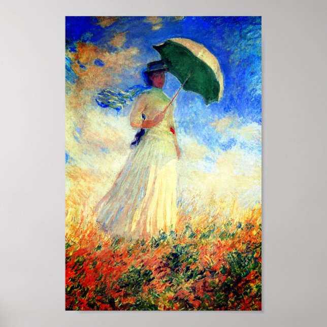 Affiche Femme Monet avec un parasol face droit (Devant)
