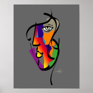 Affiche Femme multiculturelle sur le gris