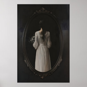 Affiche Femme Mystérieuse dans l'Oval Miroir Art Imprimabl