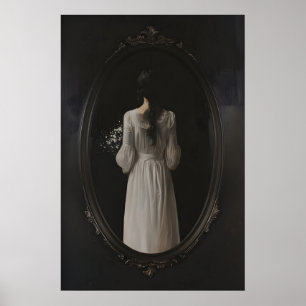 Affiche Femme Mystérieuse dans un Miroir Ovale Art Imprima