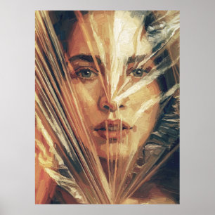 Affiche Femme mystérieuse derrière l'art de la peinture à 