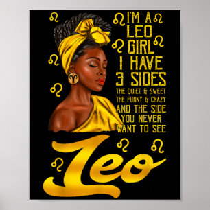 Affiche Femme noire afro Lion C'est mon anniversaire Signe