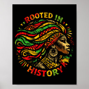 Affiche Femme noire afro racines africaines mélanine histo