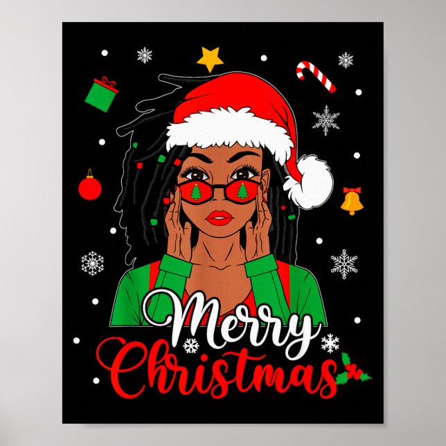 Affiche Femme noire américaine fille aux dreadlocks Joyeux (Devant)