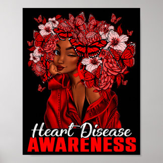 Affiche Femme noire avec des rubans rouges papillons cheve