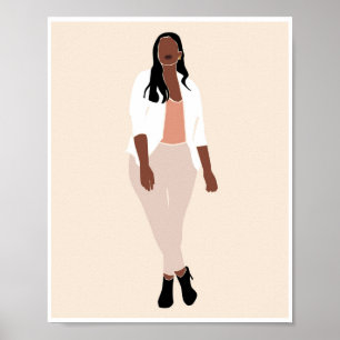 Affiche Femme noire Boho Blazer blanc Art de la mode