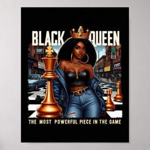 Affiche Femme Noire Culture Noire Reine Noire Échecs Empow