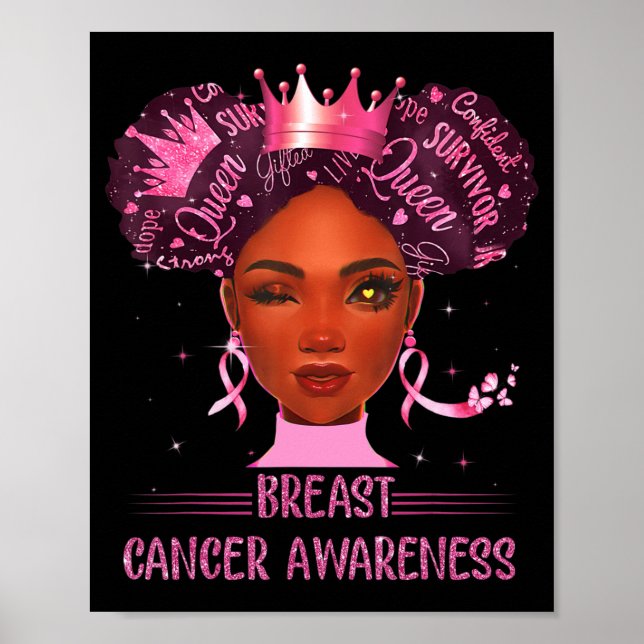 Affiche Femme Noire En Octobre Nous Portons Le Cancer Du S (Devant)