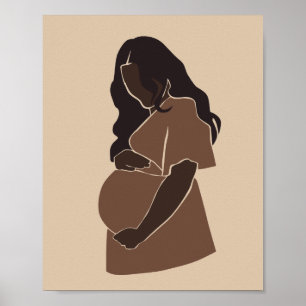 Affiche Femme Noire Enceinte Abstrait Art de Maternité