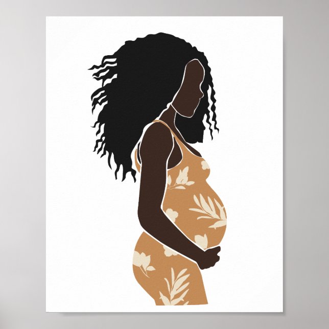 Affiche Femme noire enceinte abstraite Art de maternité fl (Devant)