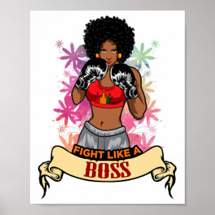 Affiche Femme noire habilitée Boxing Magic Kickboxing Girl