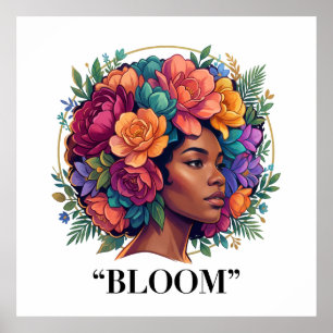 Affiche Femme noire inspirante Bloom Floral Afro