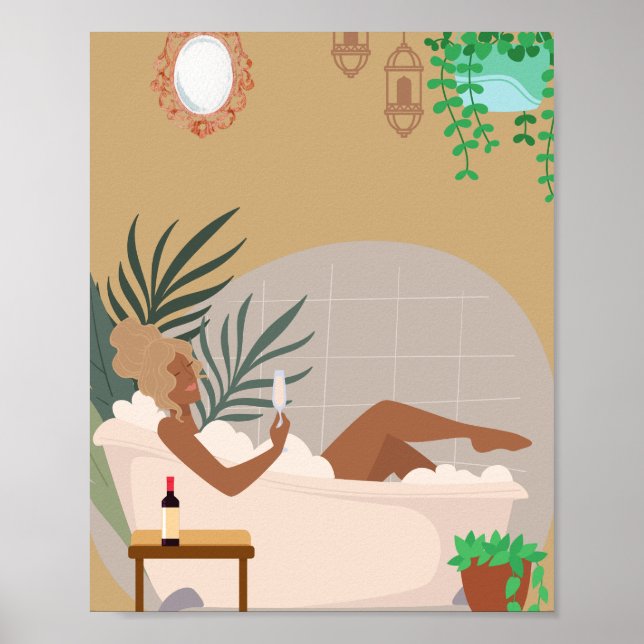 Affiche Femme noire moderne dans la salle de bain (Devant)
