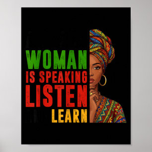 Affiche Femme noire parlant Écouter Apprendre Histoire Hom
