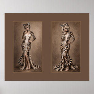 Affiche Femme Ocelot Oceline Robe de Sirène Effilochée Pai