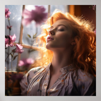 Affiche Femme pacifique à la fenêtre