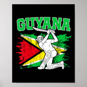 Affiche Femme patriotique de cricket guyanien Cricket guya