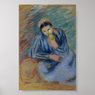 Affiche Femme paysanne assise qui coule une pomme