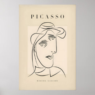 Affiche Femme Picasso Chapeau Profil Ligne Art Abstrait