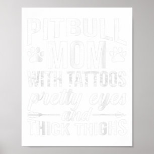 Affiche Femme Pitbull Maman Avec Tatouages Jolies Yeux Épa