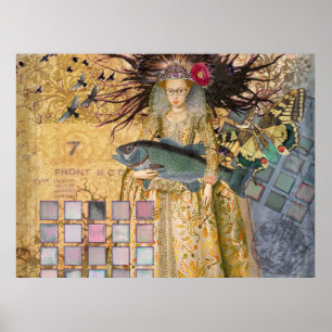 Affiche Femme Poissons Gothique Renaissance Caprice